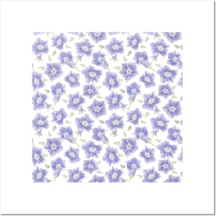 Pretty Violet Gentain Floral Pattern Posters and Art